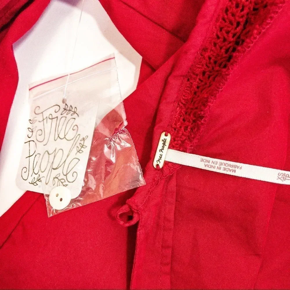 NWT Free People Red Ruffle Dress Sz XS